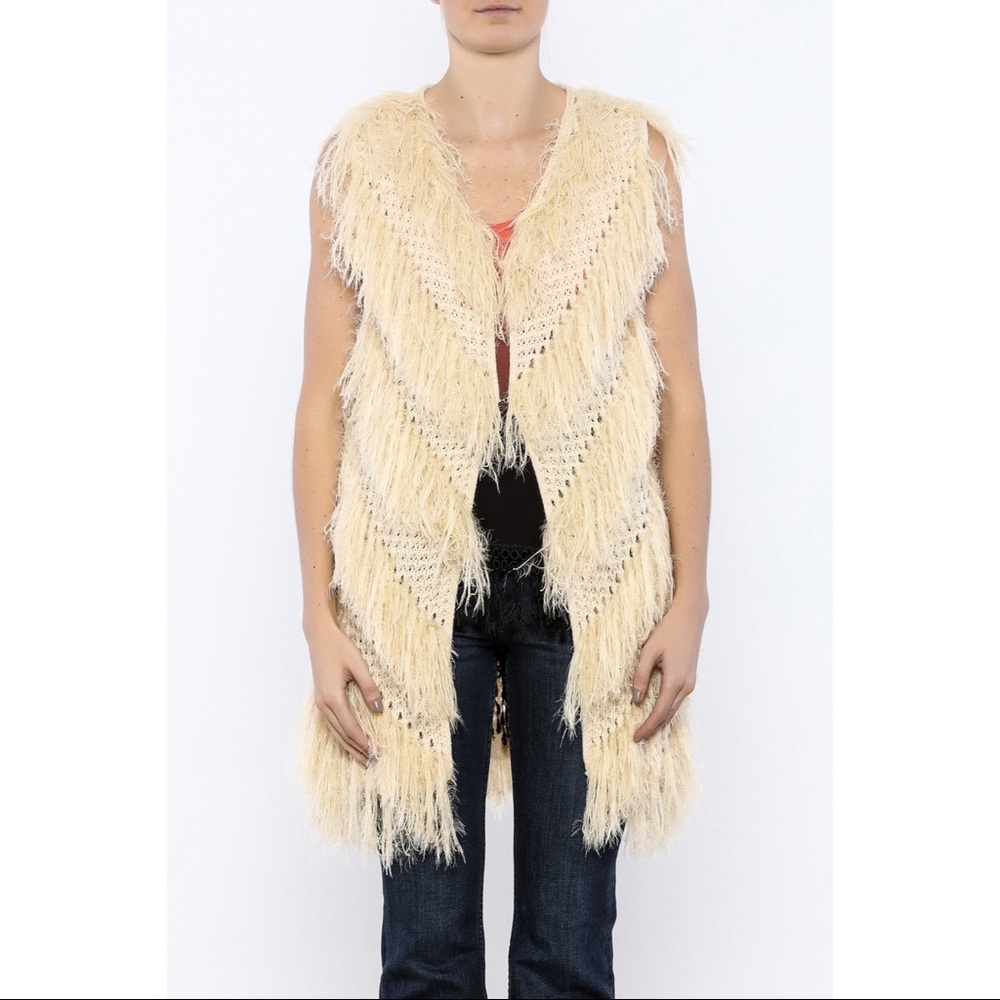 Love Riche Fuzzy Cream Knit Sweater Vest